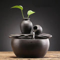 Ceramic Tabletop Fountain for Indoor and Home Decoration Table Desk Office Patio (Ceramic Pot Fountain) (Black)