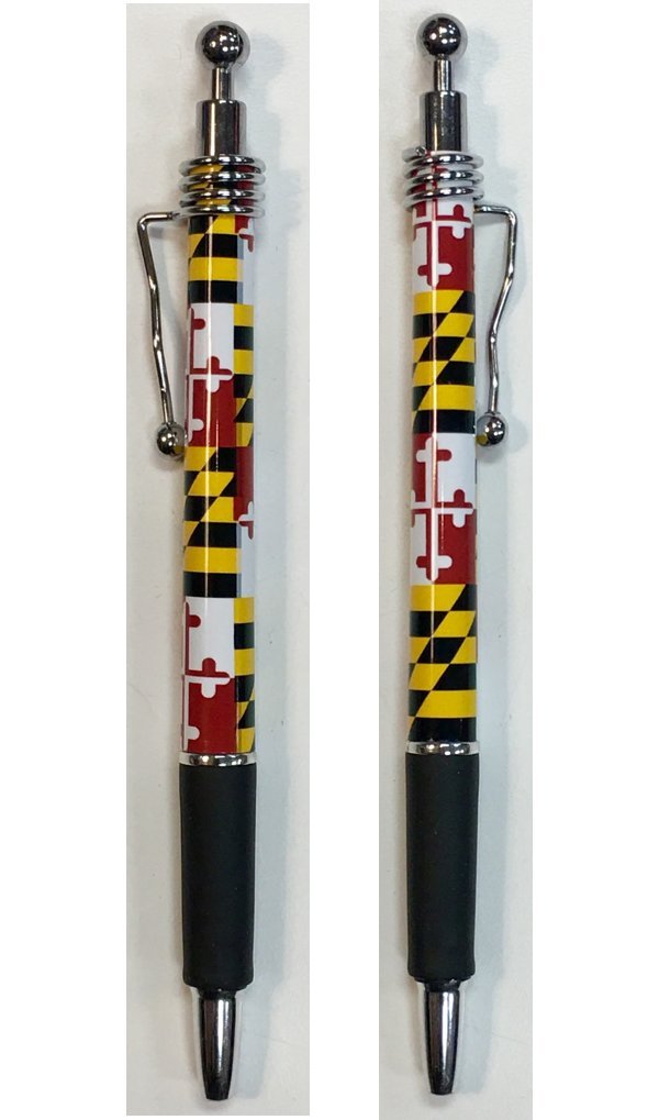 Maryland Flag Retractable Black Ball Point Medium Pen (3 Pack)