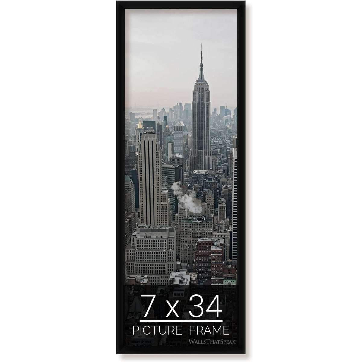 wallsthatspeak 7x34 Black Picture Frame for Puzzles Posters Photos or Artwork