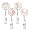 Retractable Badge Holders, Cute Nursing Badge Reel, Badge Clip Id Card Holders (4Pack Liner Marble)