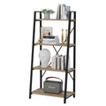 BON AUGURE Farmhouse Ladder Shelf Bookcase, 4 Tier Rustic Ladder Bookshelf, Standing Leaning Book Shelves for Living Room (Vinta