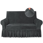 Niceec Loveseat Cover Super Soft 1-Piece Grey Slipcover For Loveseats Stretch Universal Spandex Couch Covers For Living Room Easy Fit Washable Furniture Sofa Protector With Skirt