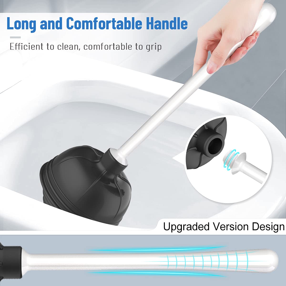 Uptronic Toilet Plunger And Brush, Bowl Brush And Heavy Duty Toilet Plunger Set With Holder, 2-In-1 Bathroom Cleaning Combo With