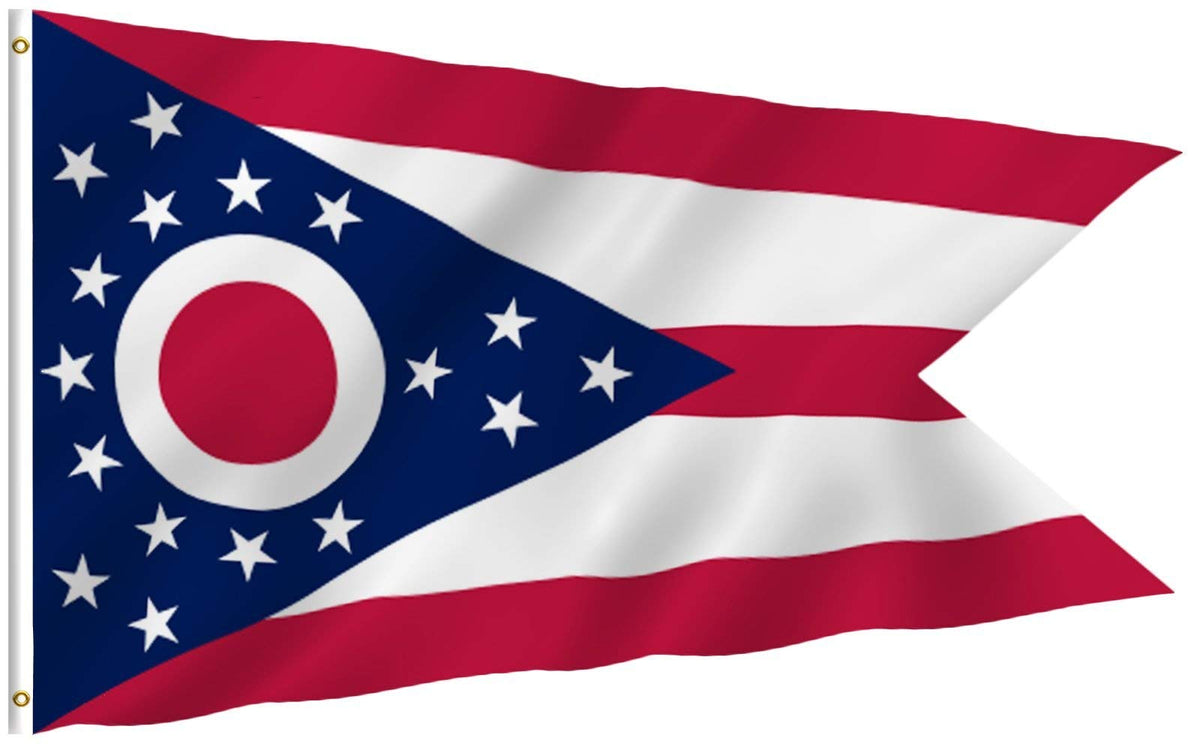 Anley Fly Breeze 3X5 Foot Ohio State Polyester Flag - Vivid Color And Fade Proof - Canvas Header And Double Stitched - Ohio Oh S