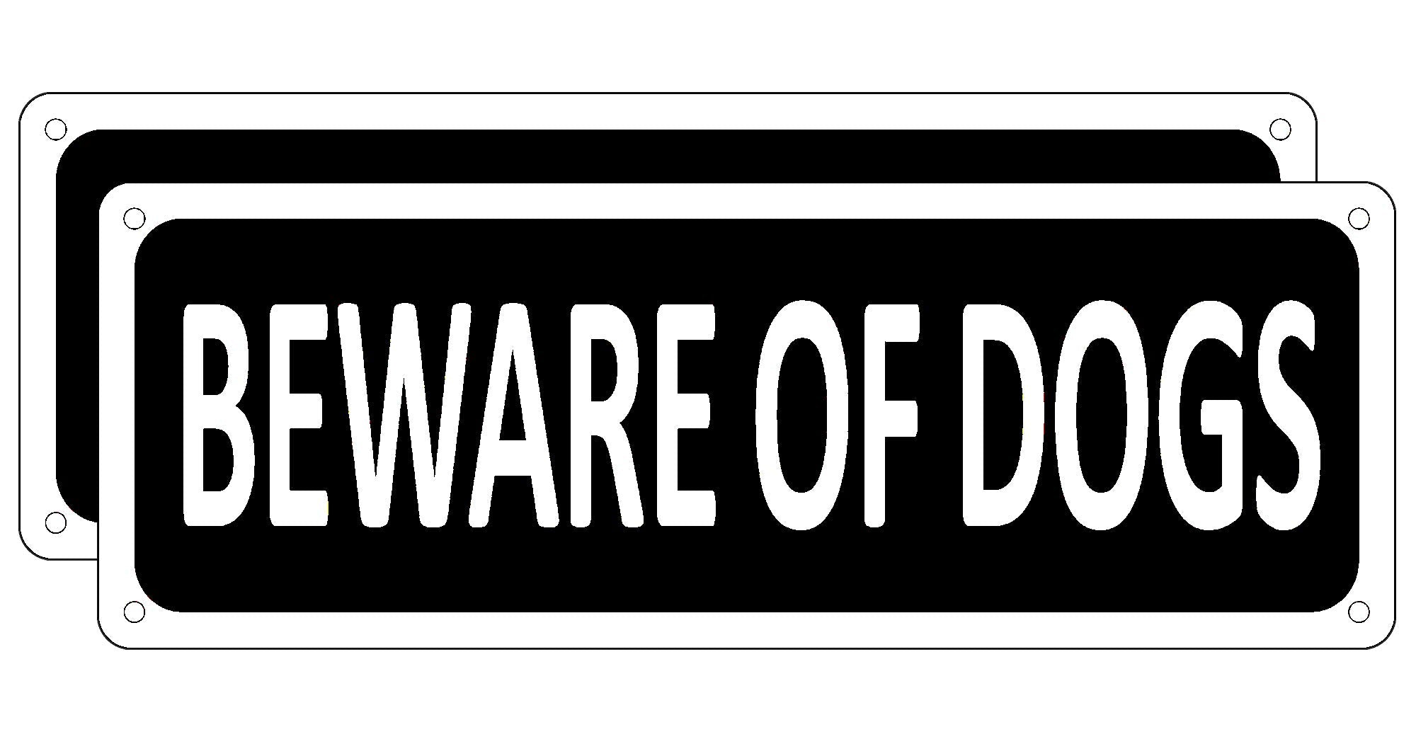 Beware Of Dog Signs For Fence (2 Pack), Metal Beware Of Dog Sign For Yard, 10' X 3.5' Beware Of Dogs Sign For Gate Door, Alumi