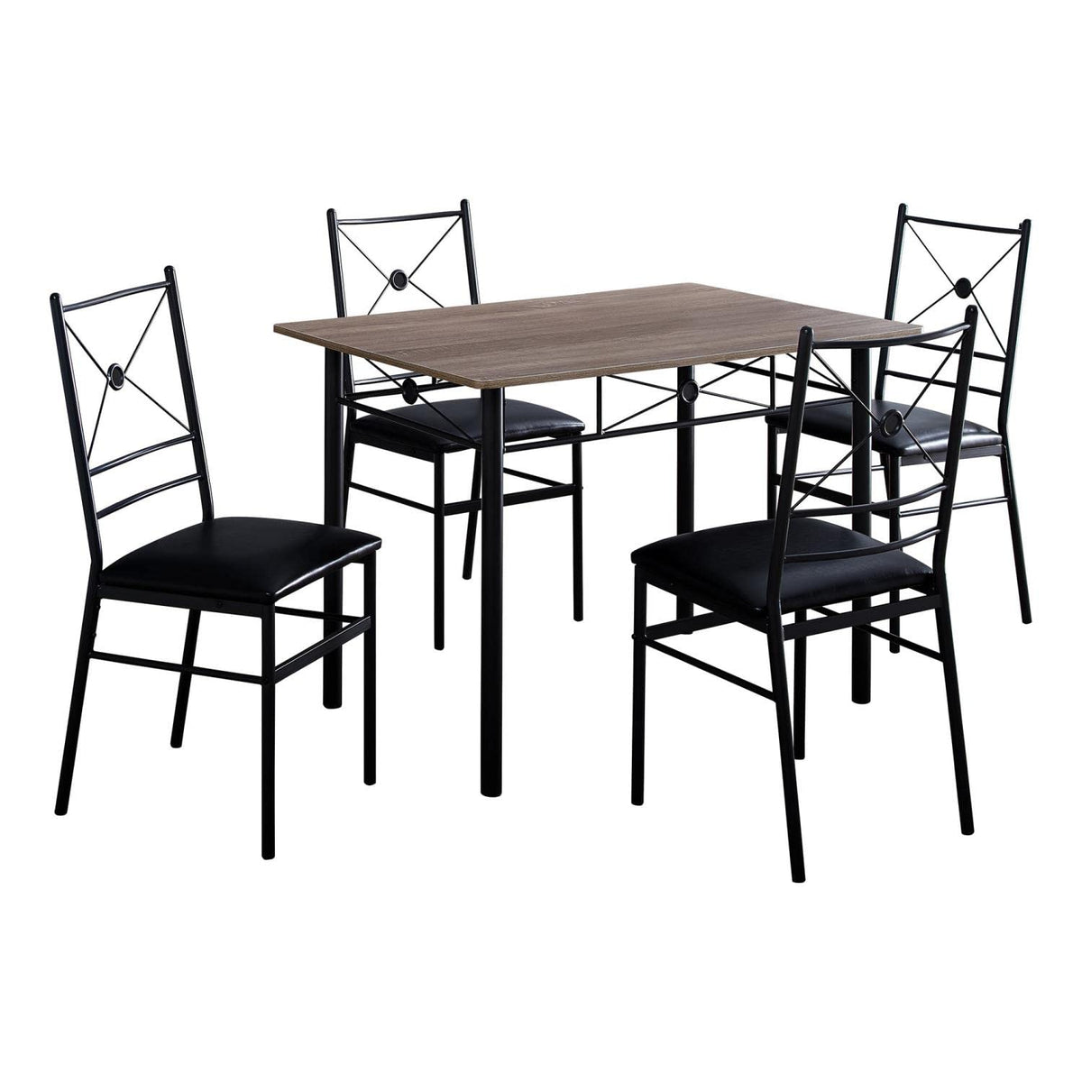 Monarch Specialties Black Metal and Dark Taupe Contemporary 5Pc Dining Set