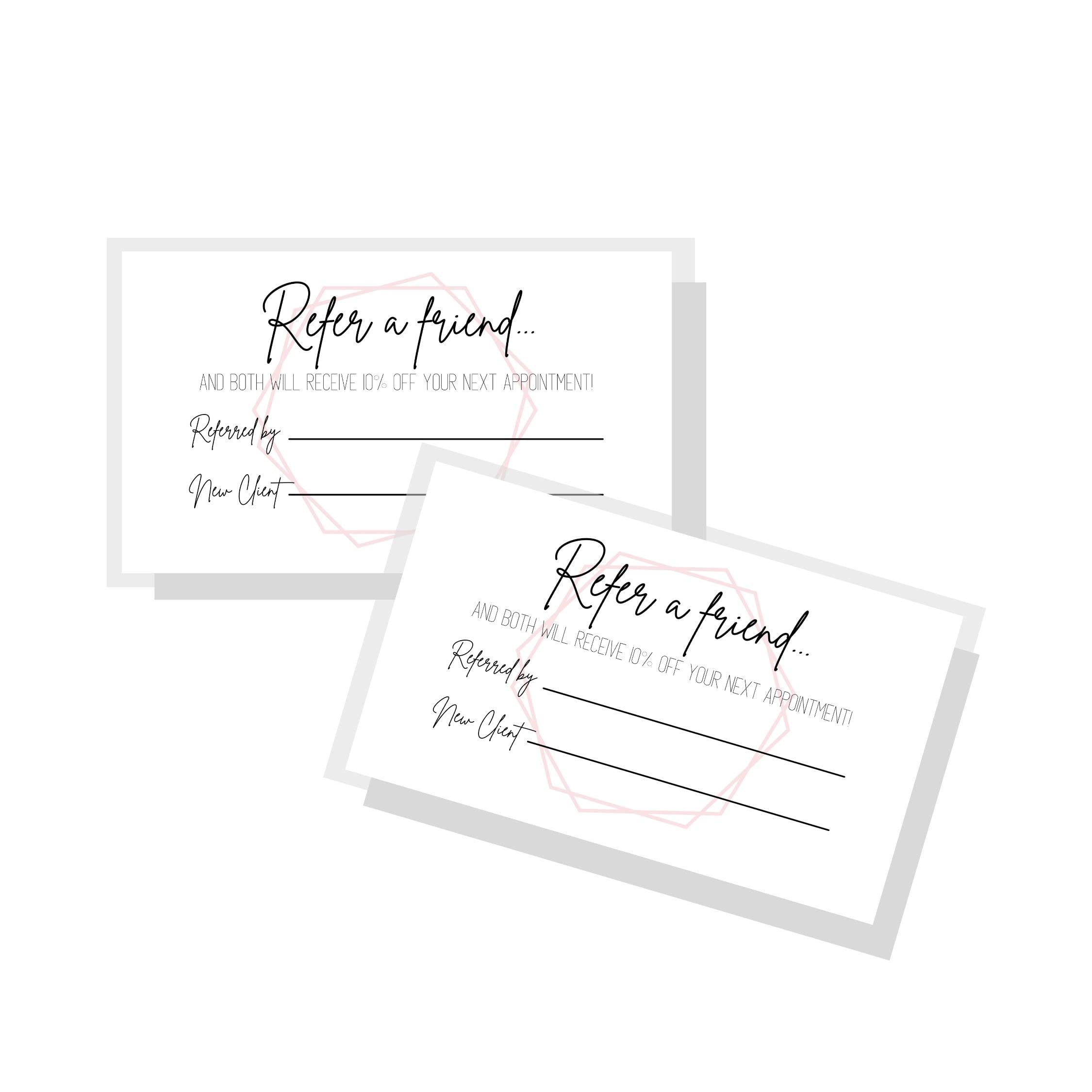 Referral Cards Small Business | 50 Pack | One Sided Referral Discount Card | 2X3.5' Inches Business Sized Cards | Pink Geometri