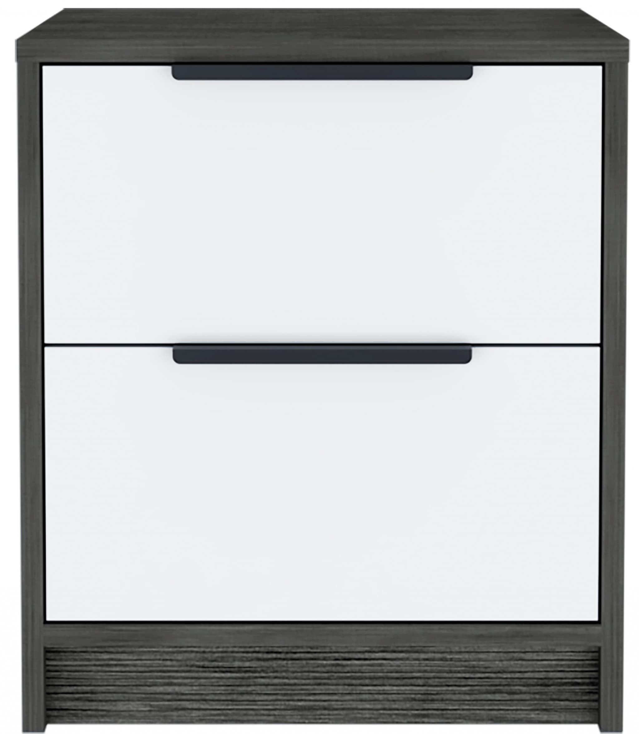 HomeRoots Smoky Oak/White Two Drawer Nightstand - Thumbnail 2