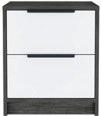HomeRoots Smoky Oak/White Stylish Smokey Oak and White Two Drawer Nightstand