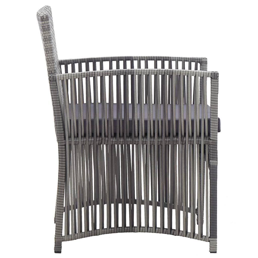 vidaXL Set of 2 Patio Armchairs with Padded Seats - Anthracite Poly Rattan - Outdoor Garden Furniture with Washable Cushion Covers - Requires Assembly