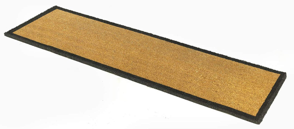 Fab Habitat Modern Non Slip Doormat - Durable, Thin - Natural Coir & Rubber - Entryway, Double Door, Porch, Patio - Black Border