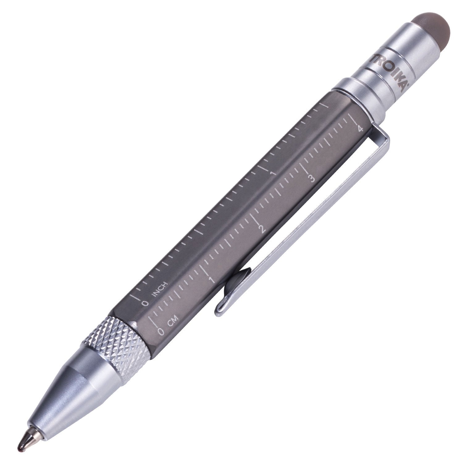 Troika Construction Liliput - Pip25/Ti - Multitasking Ballpoint Pen (Small) - Tool Pen- Centimetre And Inch Ruler - Slotted And