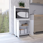Kitchen Cart Totti, Double Door Cabinet, One Open Shelf, Two Interior Shelves - White