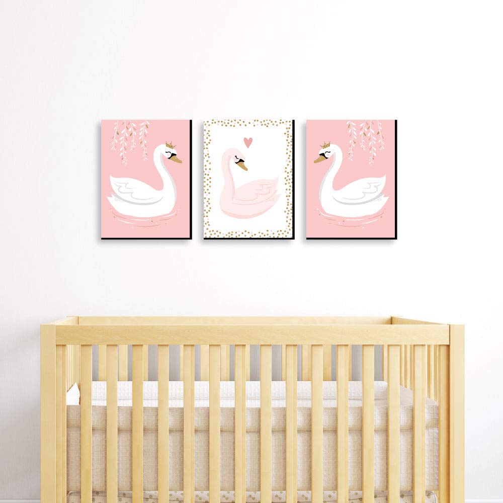 Big Dot Of Happiness Swan Soiree - White Swan Nursery Wall Art And Kids Room Decorations - Gift Ideas - 7.5 X 10 Inches - Set Of