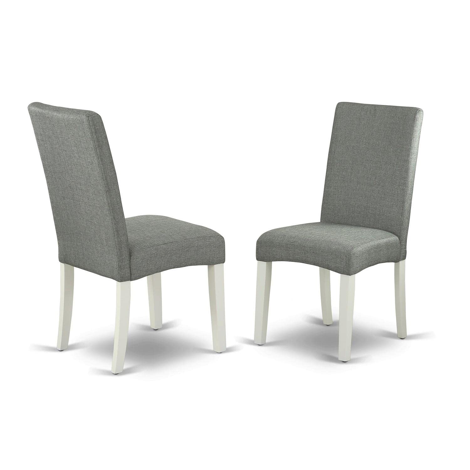 East West Furniture Dldr3-Lwh-07 3 Piece Kitchen Table & Chairs Set Contains A Round Dining Room Table With Dropleaf And 2 Gray Linen Fabric Parsons Dining Chairs, 42X42 Inch, Linen White