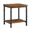 Linon Austin Sturdy Rustic End Table with Wood Shelves and Metal Frame in Black