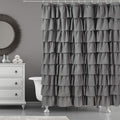 Westweir Ruffle Shower Curtain,72-Inches Extra Long,Grey Ruffled Bath Curtains For Bathroom,Fabric Farmhouse Decor,Soft Touch De