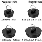 Arcimatto Bathtub Drain Stoppers, 4 Pieces Rubber Sink Stopper Set Bath Tub Plug Kitchen Bathroom Laundry Bar Water Stopper Seal