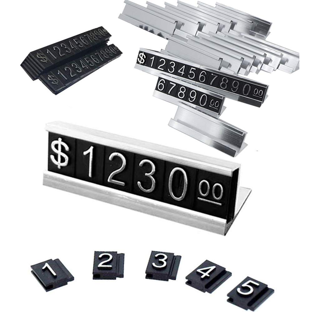 Sunnyzoo Price Tag Adjustable Counter Stand Label Metal Sale Price Display Stand 16 Sets (Silver)