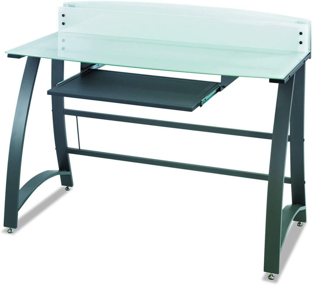 Safco Products 1938TG Xpressions 47" Computer Glass Top Workstation (Optional Keyboard Tray 1940BL Sold Separately), Tempered Glass/Black Frame