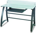 Safco Products 1938TG Xpressions 47" Computer Glass Top Workstation (Optional Keyboard Tray 1940BL Sold Separately), Tempered Glass/Black Frame