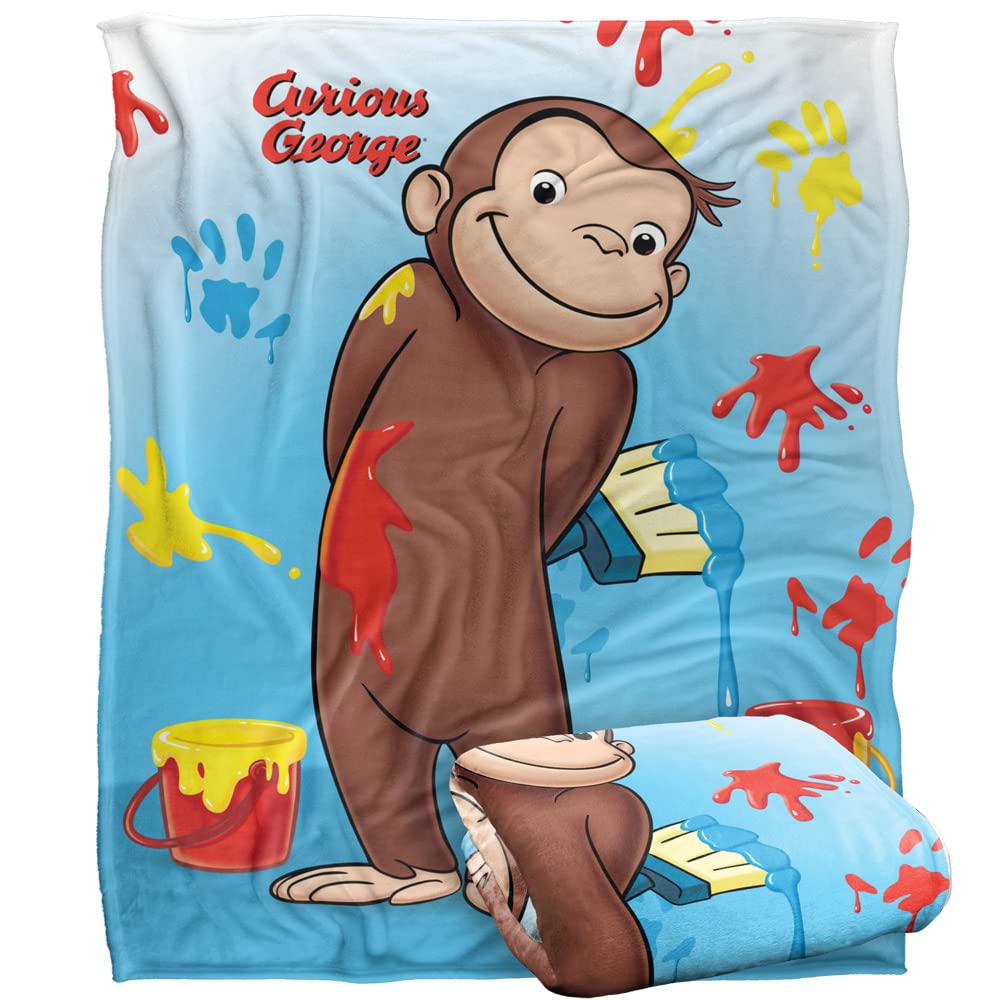 Curious George Paint Officially Licensed Silky Touch Super Soft Throw Blanket 50' X 60'