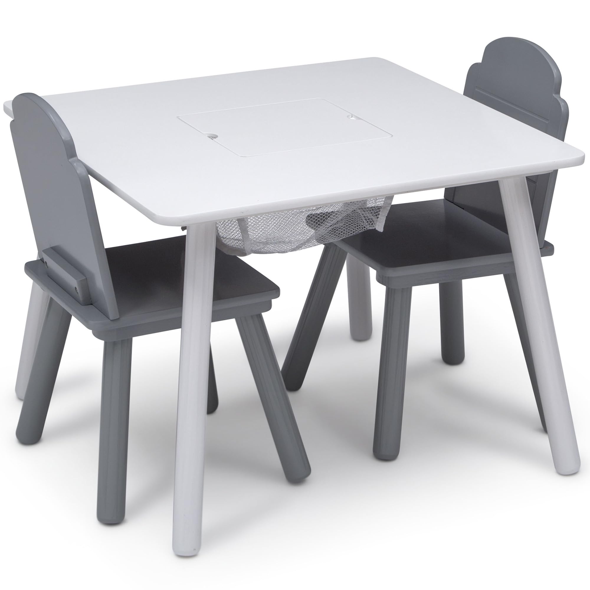 Delta Children Finn Table And Chair Set With Storage, White/Grey