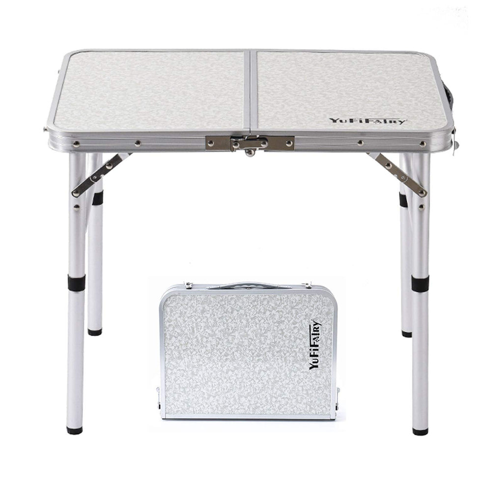 Folding Camp Table Small, 24''L X16''W With Adjustable Height Legs, Indoor Outdoor Lightweight Portable Aluminum Dining Table For Picnic Camping 2-Feet(2 Heights 10'/19')