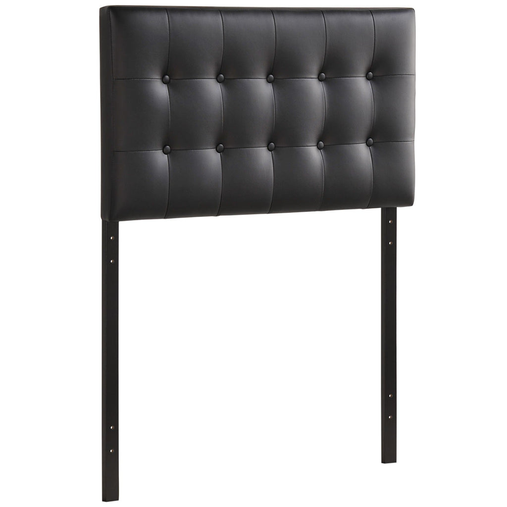 Modway Emily Tufted Button Faux Leather Upholstered Twin Headboard in Black