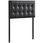 Modway Emily Tufted Button Faux Leather Upholstered Twin Headboard in Black