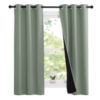 Nicetown Greyish Green 100% Blackout Lined Curtains, 2 Thick Layers Narrow Wide Window Treatment Panels Thermal Insulated Drapes For Kitchen Small Window (1 Pair, 37' Width X 63' Length Each Panel)
