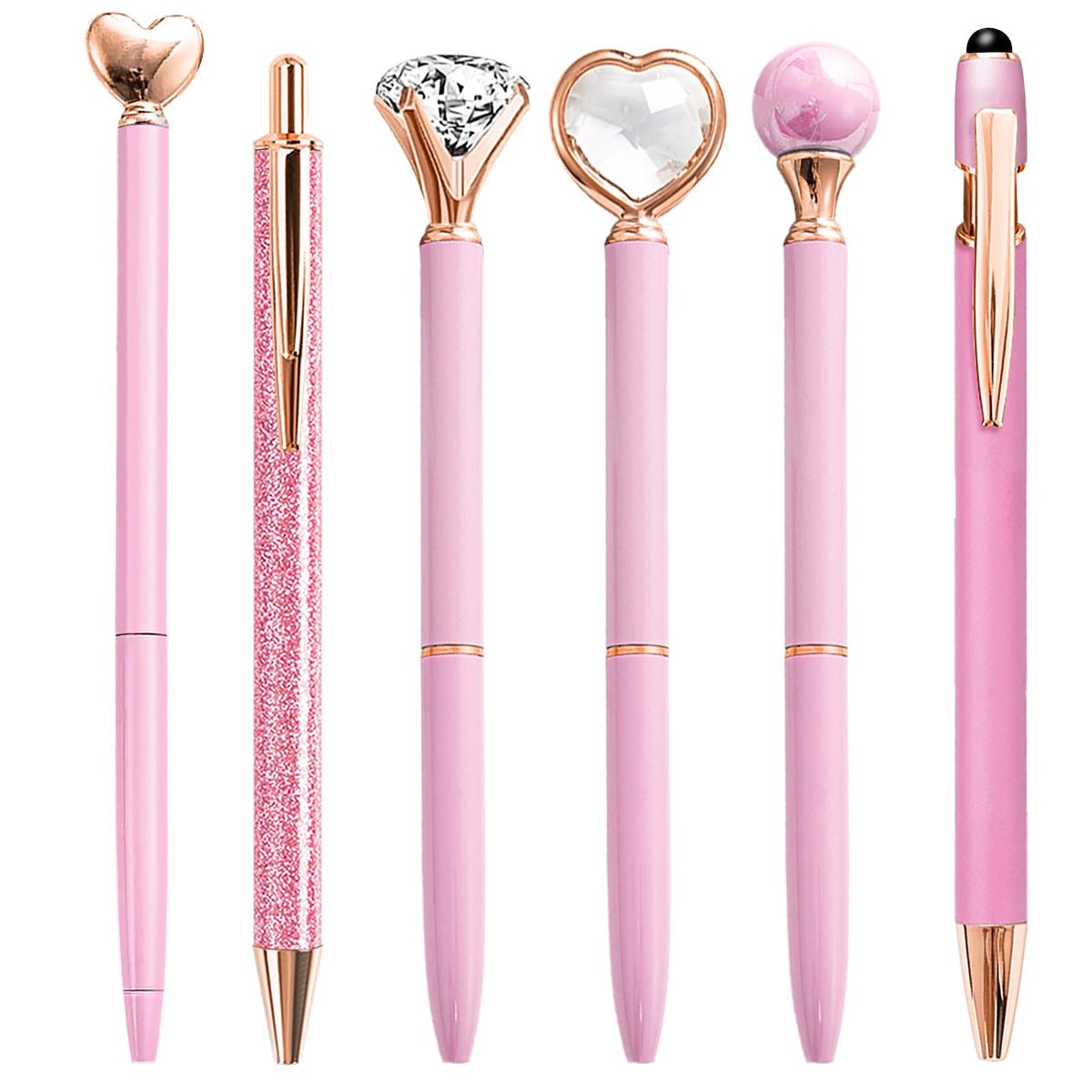 Yoxmjdb Pink Pens For Women, 6 Pcs Cute Pens Ballpoint Pens Bulk, 1.0Mm Medium Point Black Ink Pens, Office And School Supplies