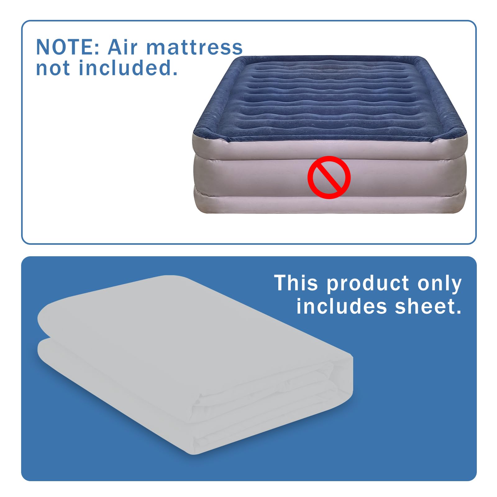 Bedecor Air Bed Sheets For Mattress Cover Removable Bed And Elastic Band Super Soft And Breathable & Deep Up To 21'' Light Gray