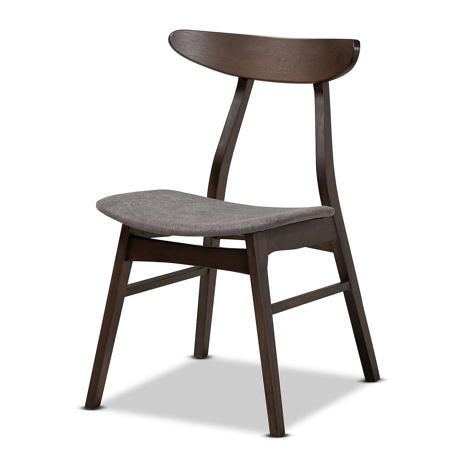 Baxton Studio Britte Mid-Century Modern Dark Grey Fabric Upholstered Dark Oak Brown Finished 4-Piece Wood Dining Chair Set