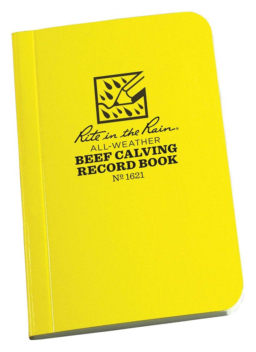 Rite In The Rain Weatherproof Beef Calving Record Notebook, 3' X 4 5/8', Yellow Cover (No. 1621)
