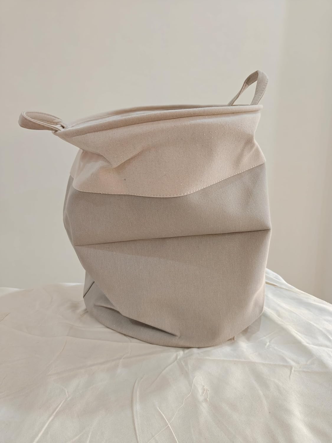 Cotton Laundry Bag, 72L Large Capacity, Foldable Clothes Organiser with Handles, Washable Fabric Storage Basket