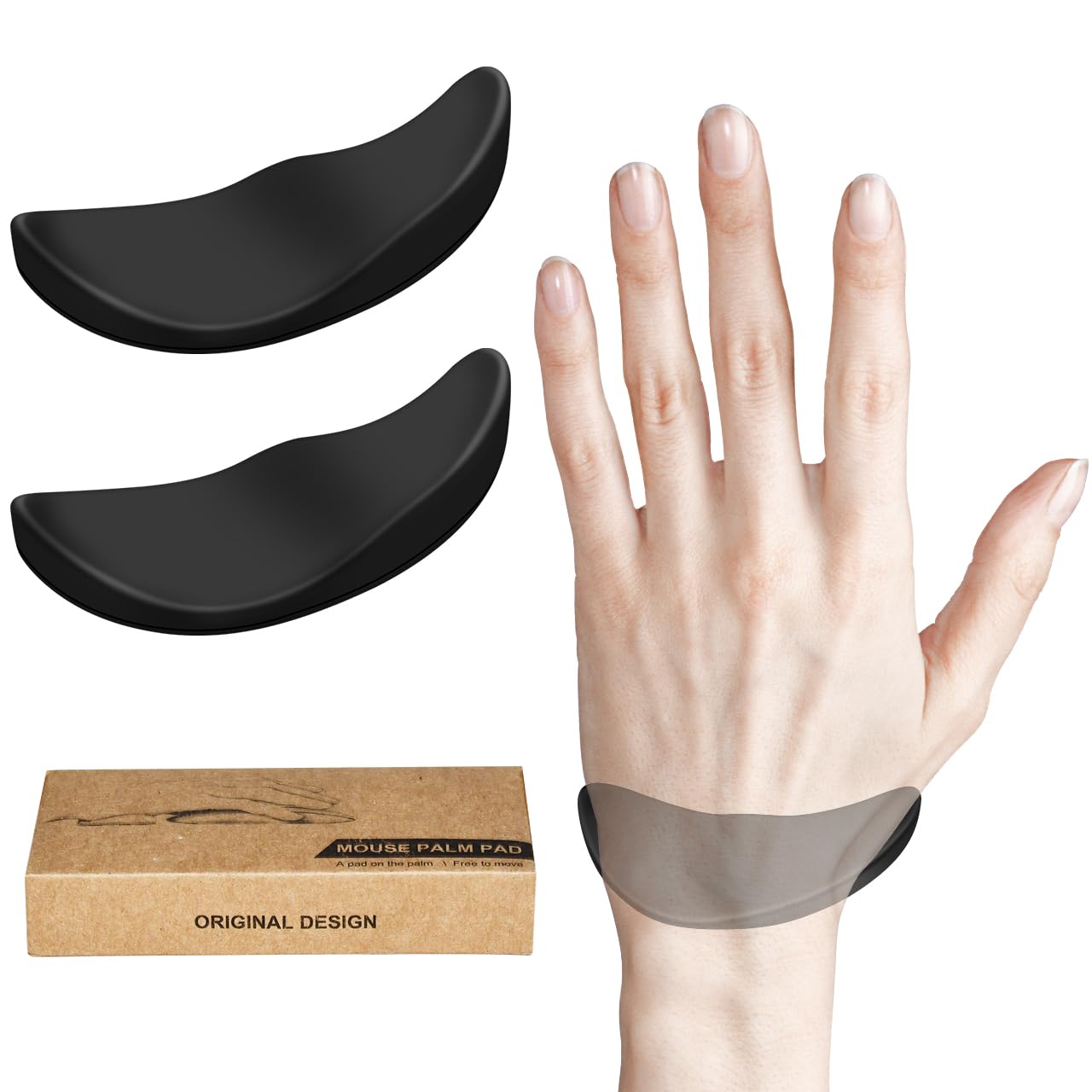 Jikiou Left-Handed Truly Ergonomic Wrist Rest For Mouse 2 Pack, Carpal Tunnel Support, Pain Relief, Anti-Fatigue, Easy Glide, Of