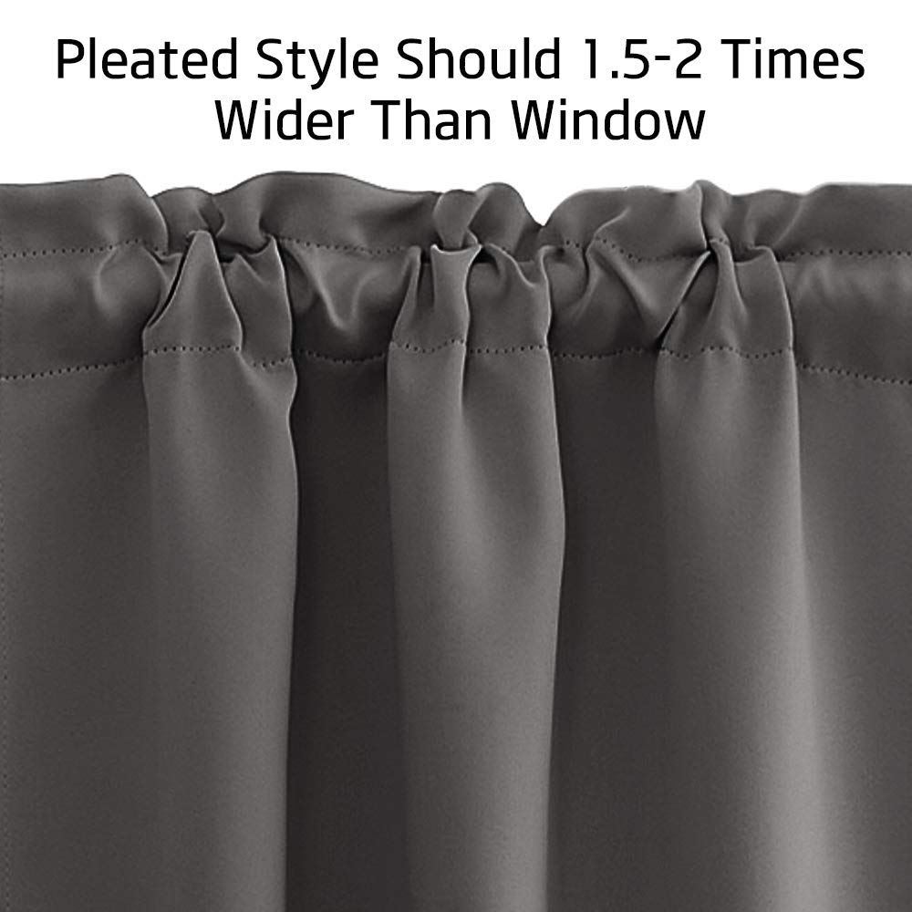 Nicetown Short Blackout Curtains For Rv Camper, Kitchen Window Shades 36 Inch Long For Over Sink, Thermal Insulated Rod Pocket Curtain Panels For Bathroom Office, 1 Pair, Grey, 34W X 36L