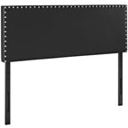 CasaFoyer  Phoebe King Headboard | Minimalist Design | Faux Leather Upholstery | Silver Nail Button Trim | Solid Wood Frame | Adjustable Legs