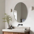 ANDY STAR Chrome Bathroom Mirror, 24x32 Inch Polished Chrome Oval Wall Mirror for Bathroom, Modern Chrome Wall Mirror Pill Shape