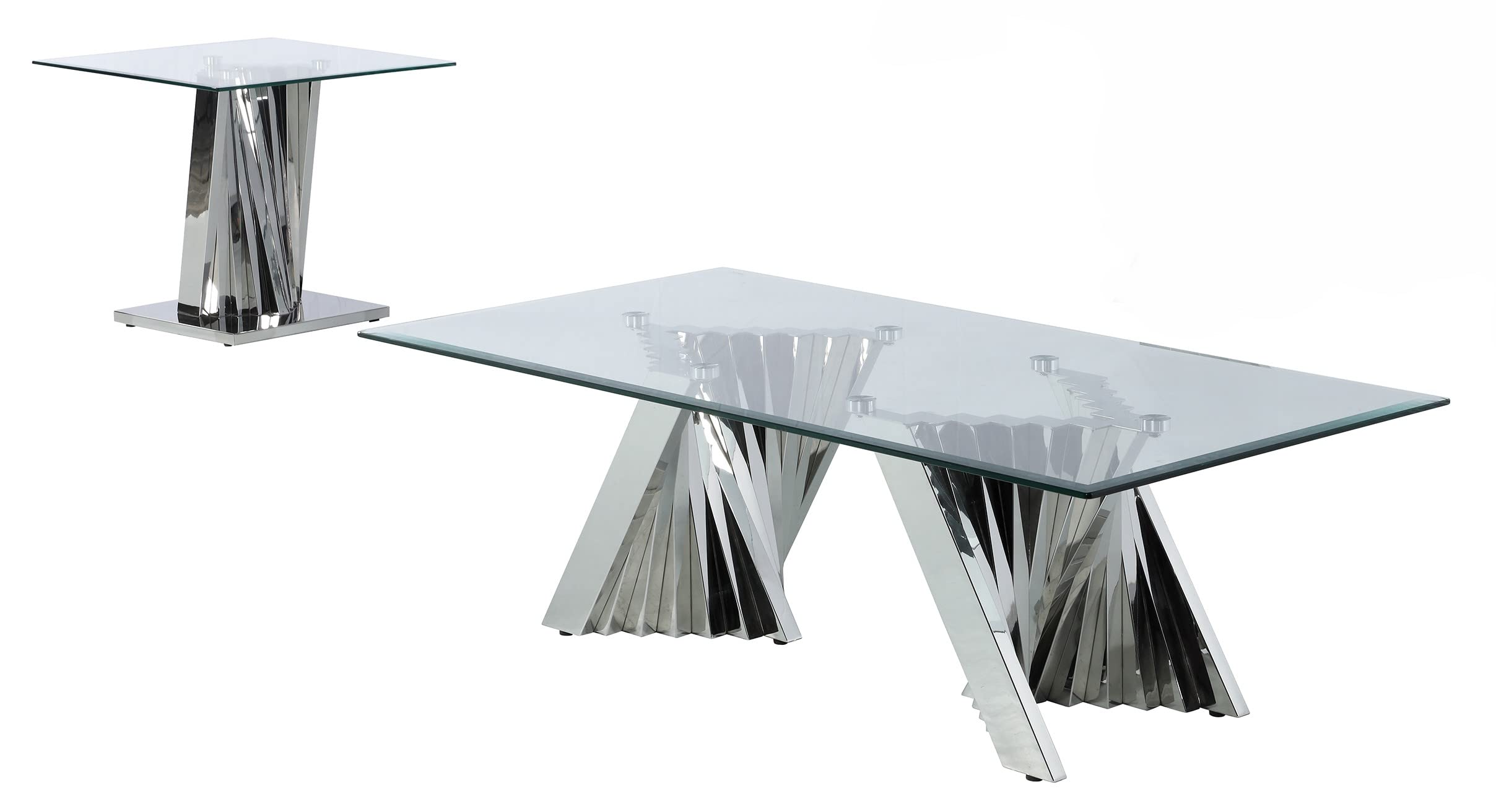 Best Quality Furniture CT01-02 Coffee Table Set, Silver