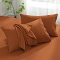 Aormenzy Microfiber Pillow Cases - Standard Size Set Of 2-1800 Thread Count Ultra Soft Caramel Pumpkin Pillowcases - Wrinkle Res