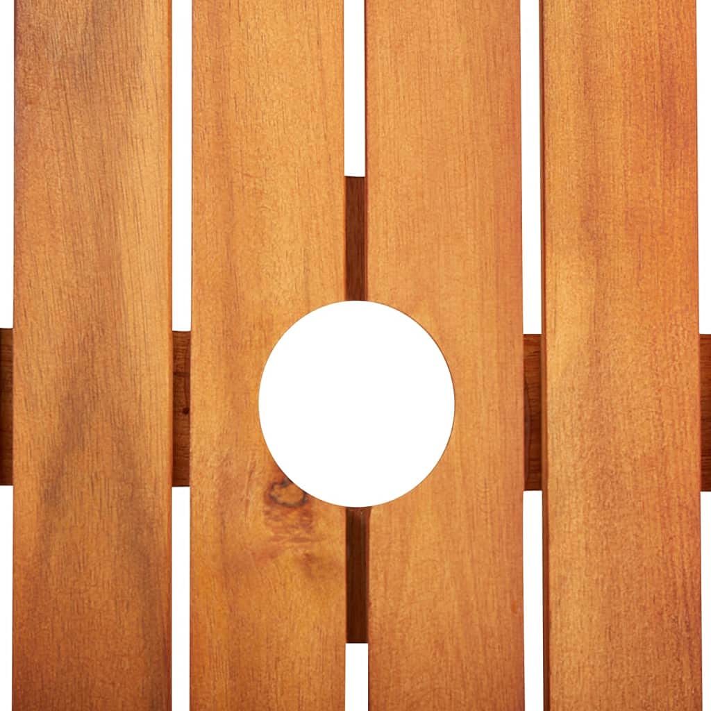 vidaXL Solid Acacia Wood Patio Dining Set with Cushions 5 Piece - Outdoor, Garden, Patio - Cream White, Weather-Resistant, 34.6&quot;x34.6&quot;x29.1&quot; Table, Umbrella Hole