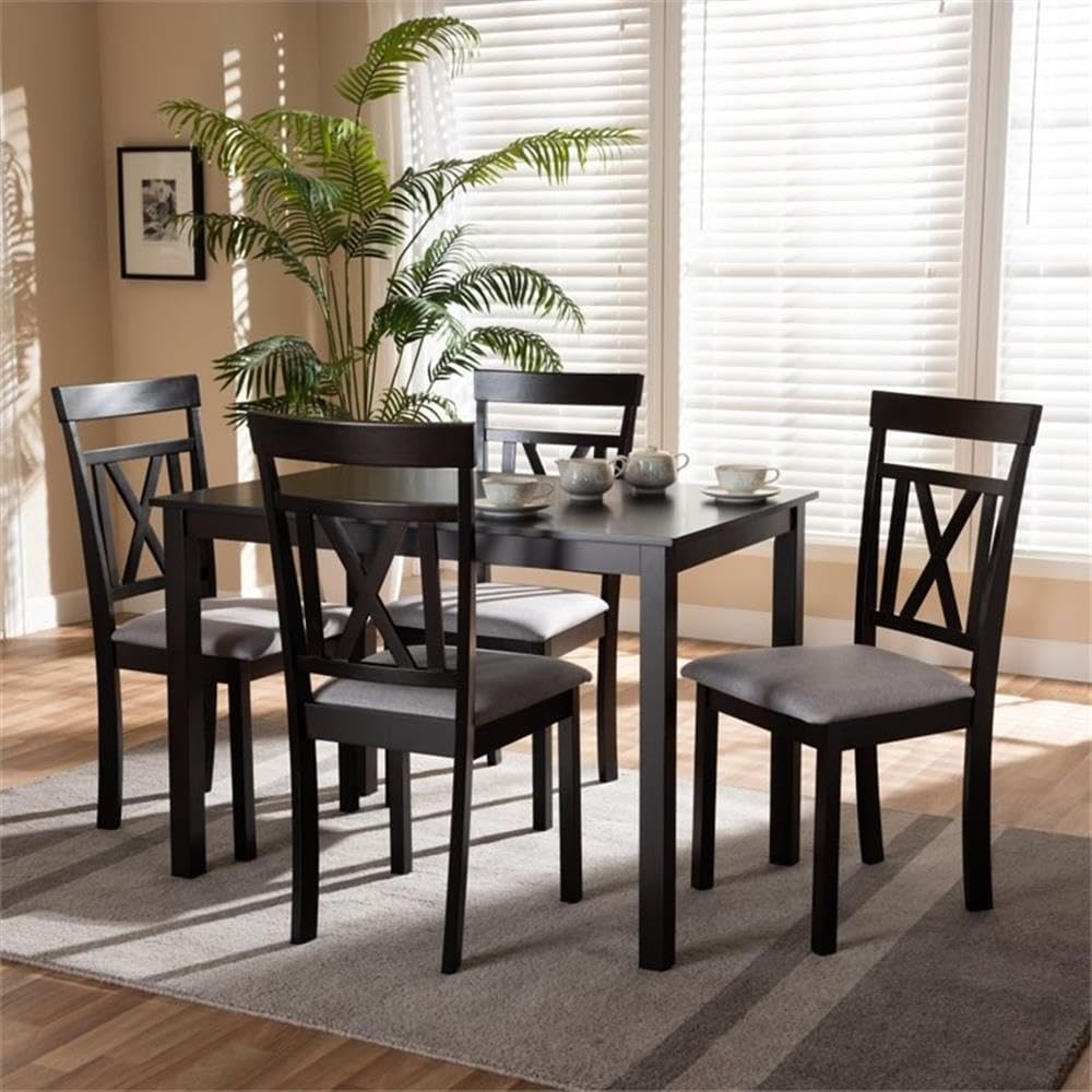 Baxton Studio Rosie Modern and Contemporary Fabric Upholstered 5-Piece Dining Set