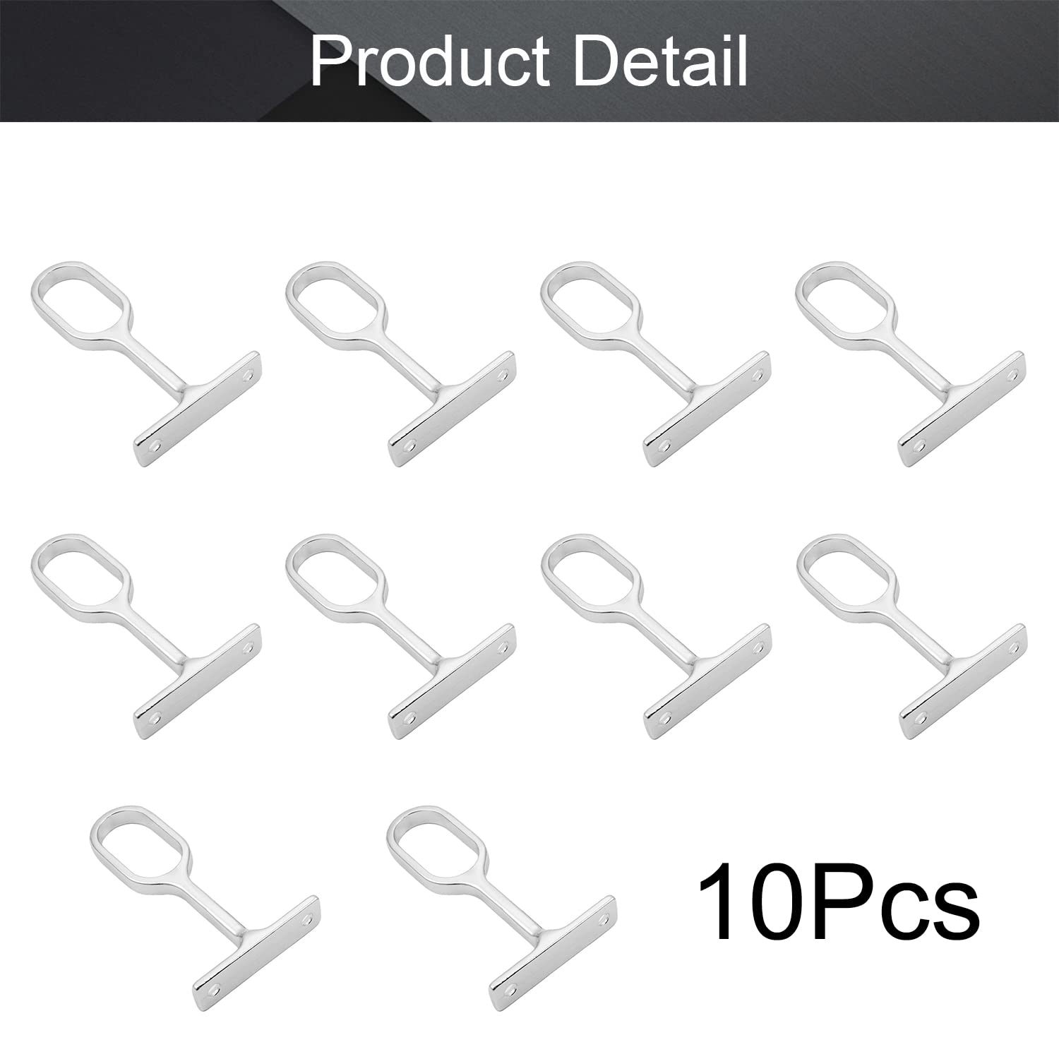 Mromax 10Pcs 0.63' X 1.18'(Wxl) Oval Closet Rod Support Zinc Alloy Middle Mounting Bracket With Installation Screws Electropla