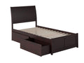 Afi Portland Twin Xl Size Platform Bed With Matching Footboard & Storage In Espresso