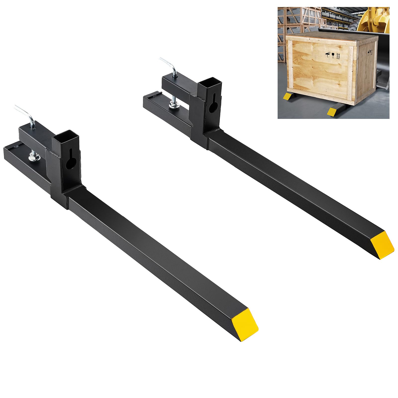 Vevor 43' Clamp On Pallet Forks, 2000Lbs Capacity Tractor Bucket Forks, Heavy Duty Quick Attach Pallet Fork For Bucket Tractor