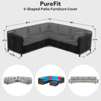 Purefit Outdoor Sectional Sofa Cover Waterproof V Shaped Patio Furniture Covers For Deck, Lawn And Backyard, 89”X89”, Black