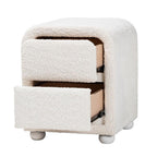 Baxton Studio Bonilla Modern White Teddy-Bear Fabric And Rubberwood 2-Drawer Nightstand