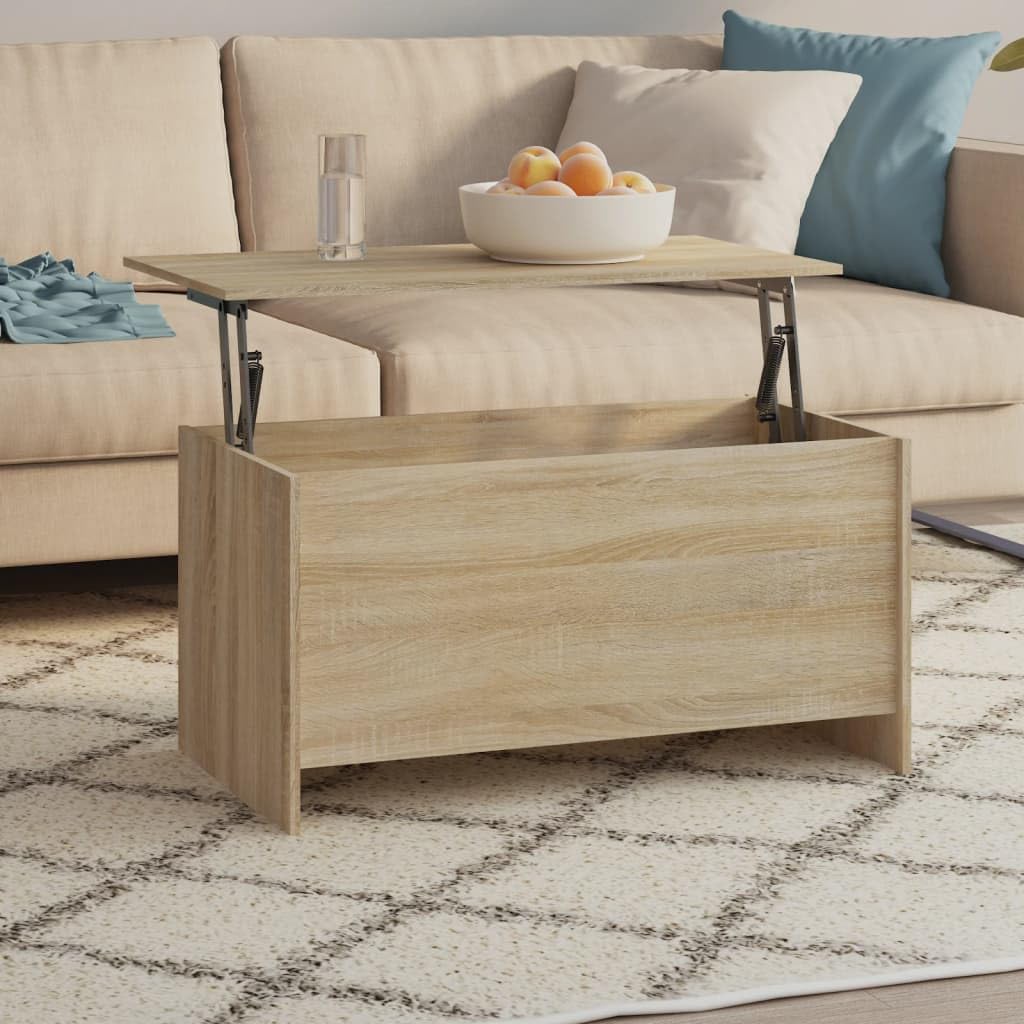 vidaXL Lift Top Coffee Table with Hidden Storage, Sonoma Oak Color, Modern Design, Engineered Wood, Ideal for Living Room and Office, Easy-to-Clean, Versatile Usage